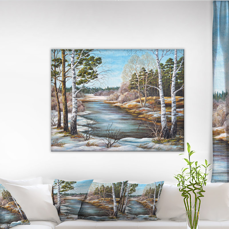 Schafer «The Spring Siberian River», peinture, H 12 po x l 20 po x p 1 po, Toile tendue