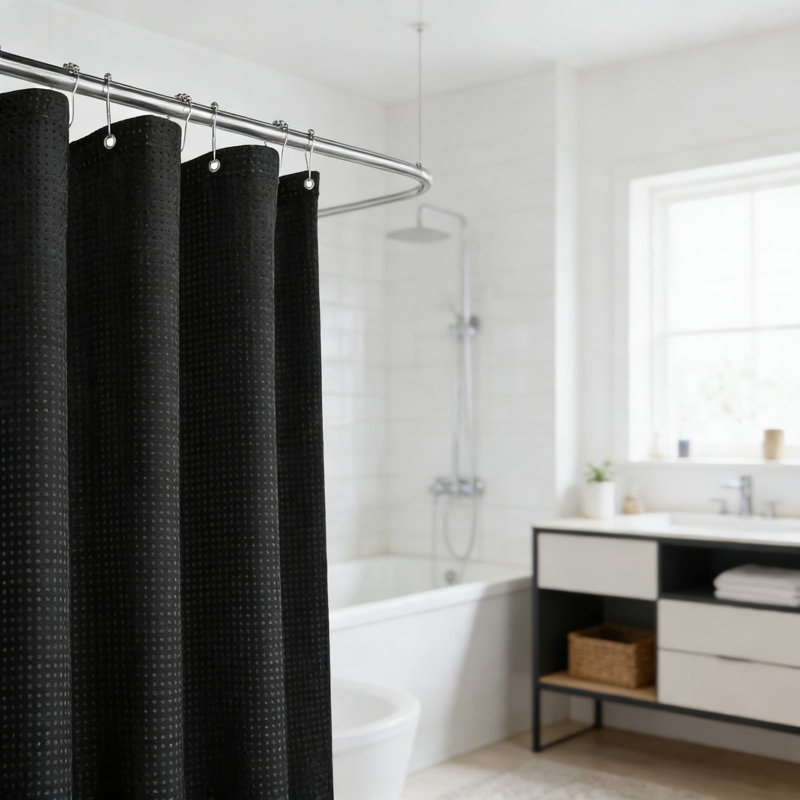 Rideau de douche Waffle, Noir