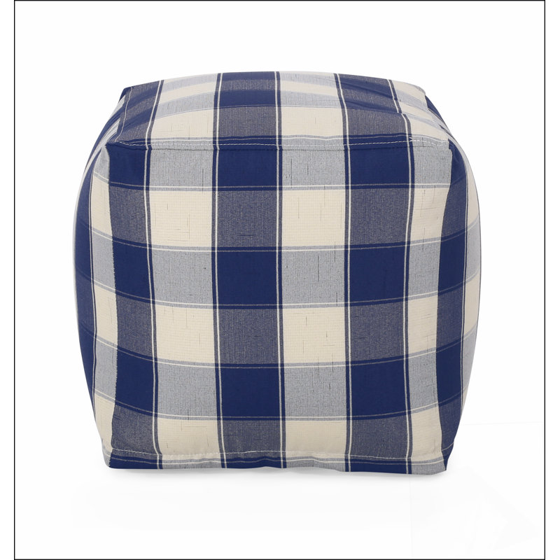 Connor Checkered Square Pouf,Comfortable choice, multiple functions, classic design, and cozy corners and Navy