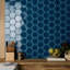 Breeze Ocean Blue 4.5" Hexagon Crackled Glossy Porcelain Tile
