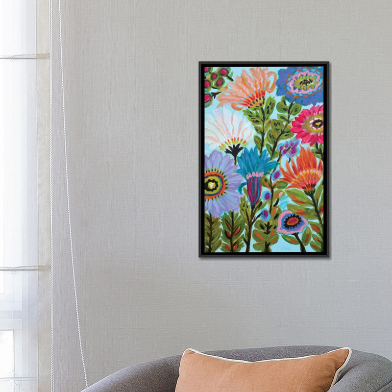 «Secret Garden Floral IV», reproduction sur toile, H 26 po x l 18 po x P 1,5 po, Toile avec cadre noir, Pas de tapis