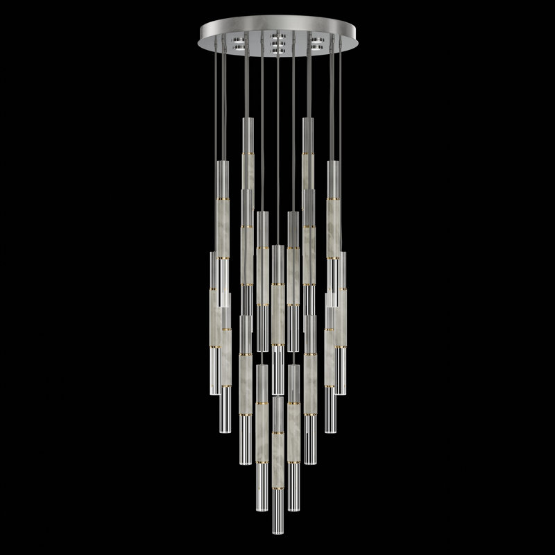 Antonia 25 - Light LED Pendant, Standard Silver Leaf/Brass