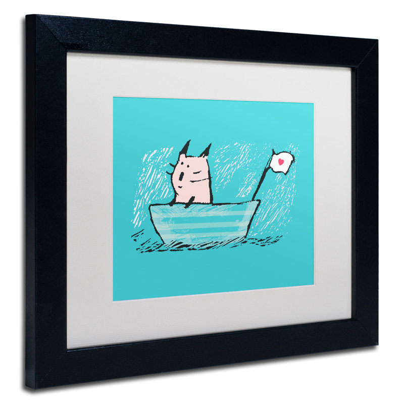 « marin chat » par carla martell, art encadré, H 11 po x l 14 po, Blanc