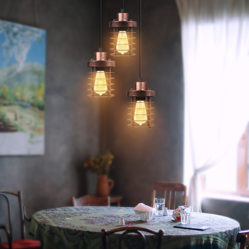 Clarkshire 3 - Light Rustic Red Cluster Pendant