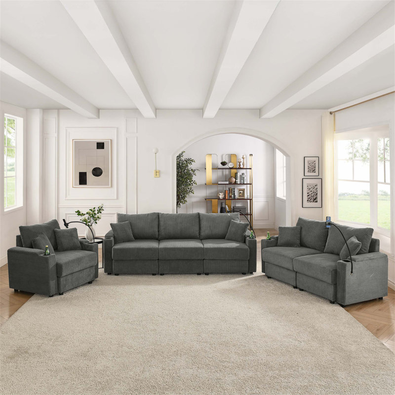 Ensemble de canapé confortable avec rangement intelligent et caractéristiques innovantes, idéal pour se détendre et organiser votre salon.