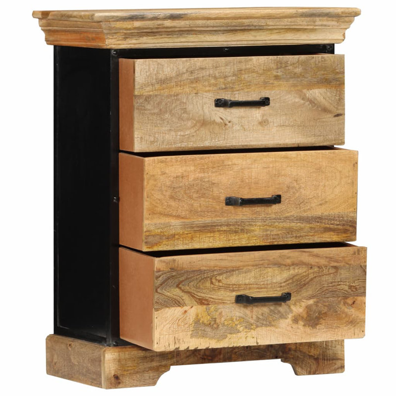 Commode en bois de manguier massif 23,6 po x 11,8 po x 29,5 po