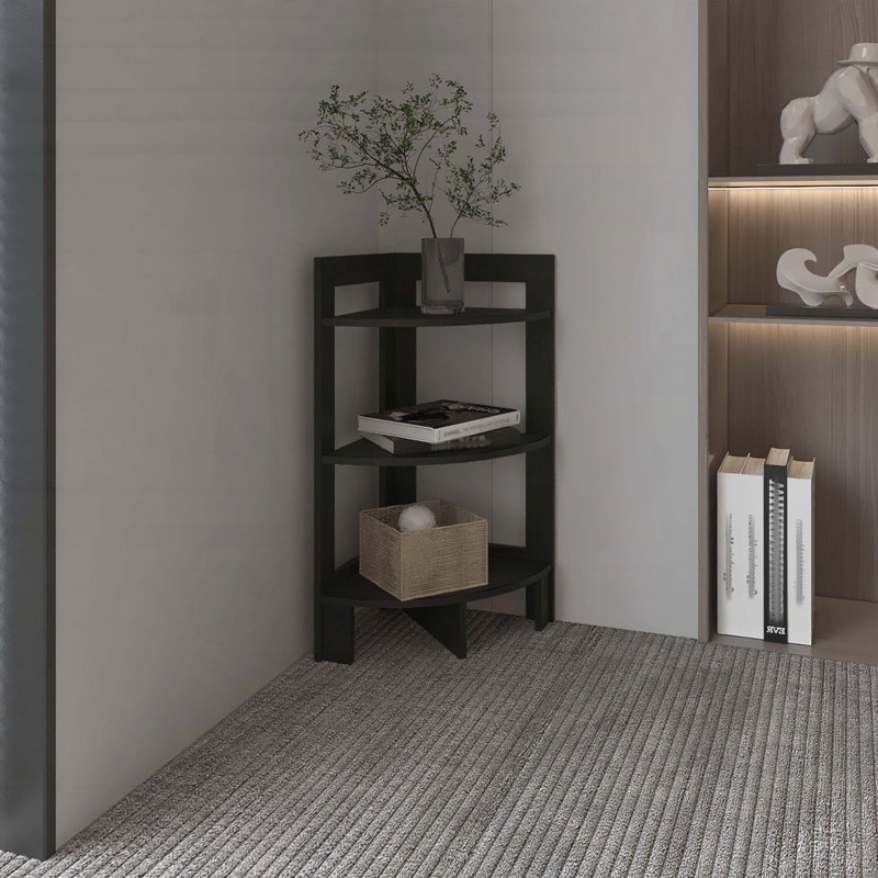 Table de bout à 3 niveaux avec tablette de coin et plateau - hauteur 31,7 po, Noir
