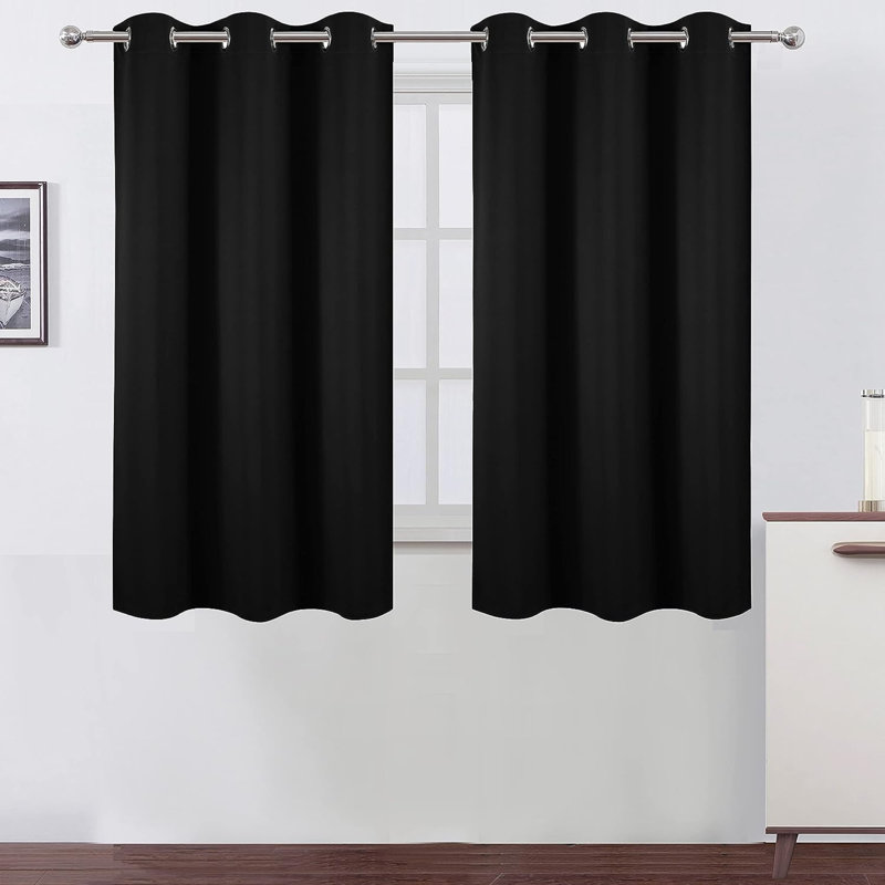 Paire de rideaux obscurcissant en polyester, L 38 po x L 54 po, Noir