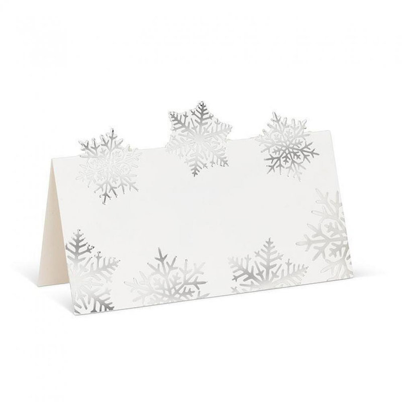 Ensemble de 12 cartes de place pliables flocon de neige