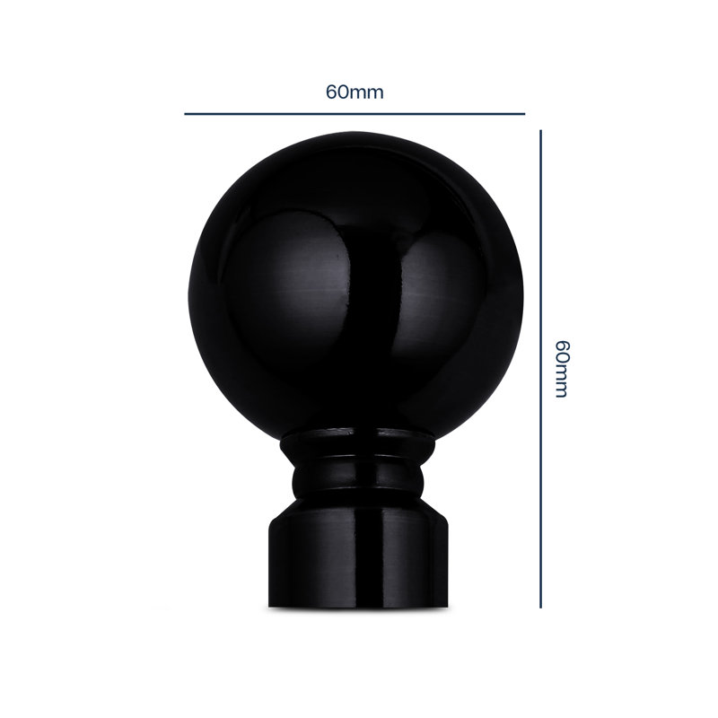 Heavy-Duty Adjustable Curtain Pole with Finials, 160-300cm, Matte Black