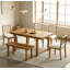 Ensemble de salle à manger de ferme 6 pièces avec structure en bois massif et chaises ergonomiques à double style (noyer et beige)-1412622148