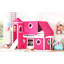 Lit simple mezzanine rose avec glissade et tour - Pin, lit à conception de fenêtre, convient pour la construction de tentes, lattes compatibles,