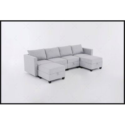 Convertible Modular Sectional Sofa Couch With Storage Seat