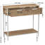 Coastal Oak Woven Front Console Table with Iron Accents-507051632