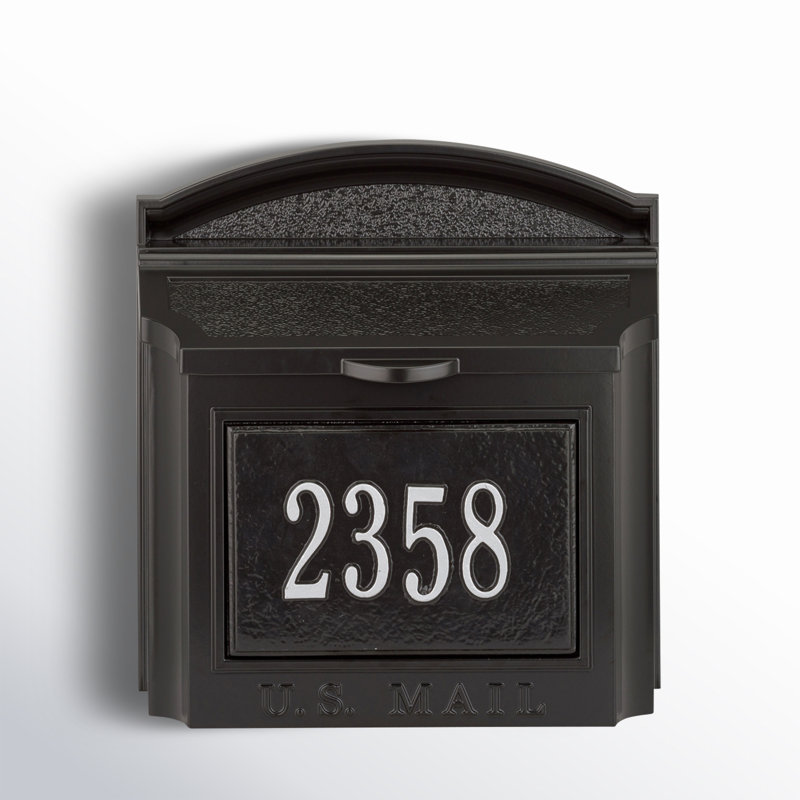 Locking Wall-Mounted Mailbox, Black, Yes