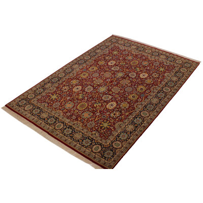 Tapis de zone en laine rouge/brune 8 pi x 10 pi 3 po one-of-kind à la main noué la Parrino