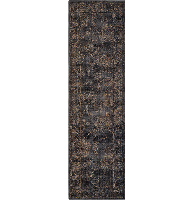 Tapis traditionnel gris Tonita, Tapis de couloir 2 pi 3 po x 11 pi
