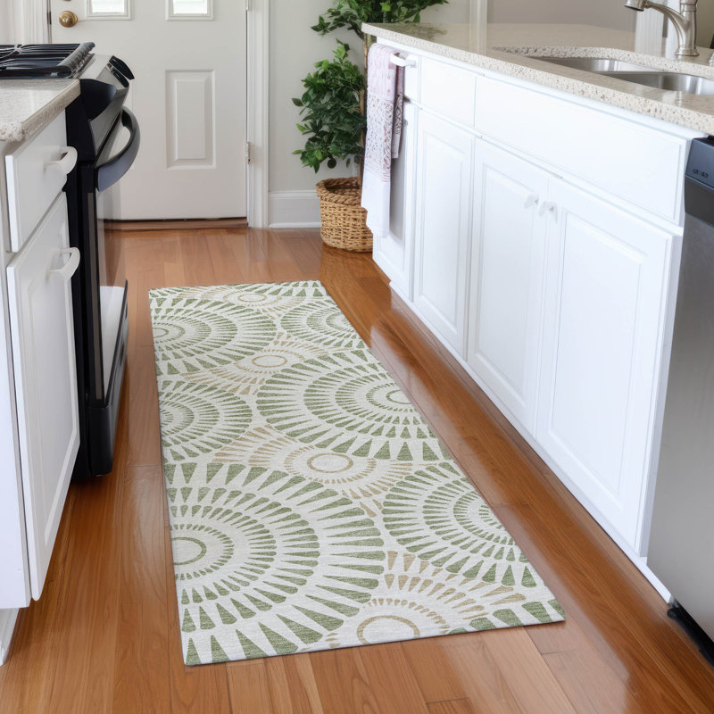 Premium Machine Washable Prisco Aloe Rug, Runner 2'3" x 7'6"