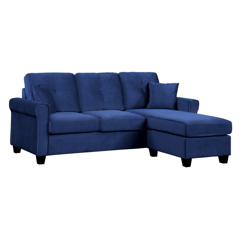 Canapé modulaire réversible Modern Canapé modulaire avec 2 coussins en velours capitonné, Marine
