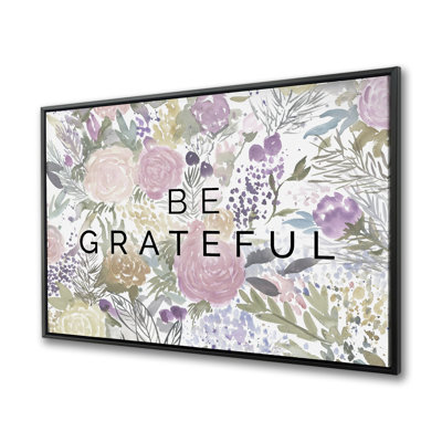 Be grateful Floral Botanical Canvas | Home Decor Art Piece