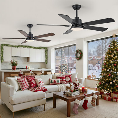 Cissline 2-pack 52" Modern Black Ceiling Fan with Light and Remote for Bedroom/Living Room/Office Room