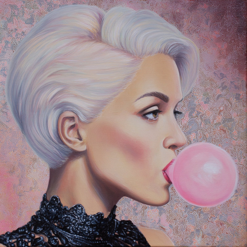 Art mural sur toile tendue Bubblegum, L 20 po x H 20 po x P 1,5 po
