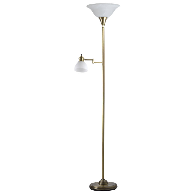 Lampe torchère sur pied 72 po Lina, Laiton antique, Laiton antique