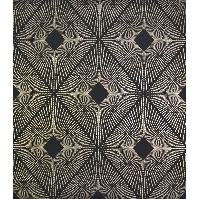 Non-Pasted Vinyl Geometric Wallpaper Roll, Black/Gold