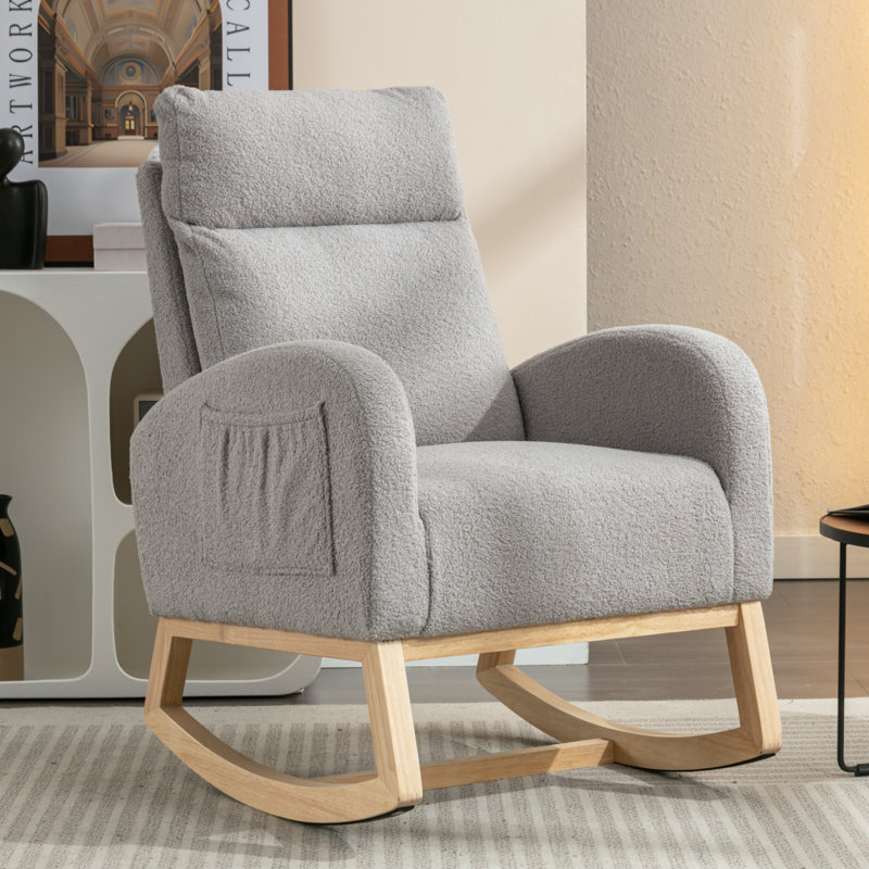 Solid Wood Rocking Chair, Light grey