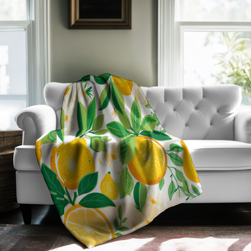 Citrus Delight Art - 1 pièce Sherpa Premium, L 80 po x l 60 po