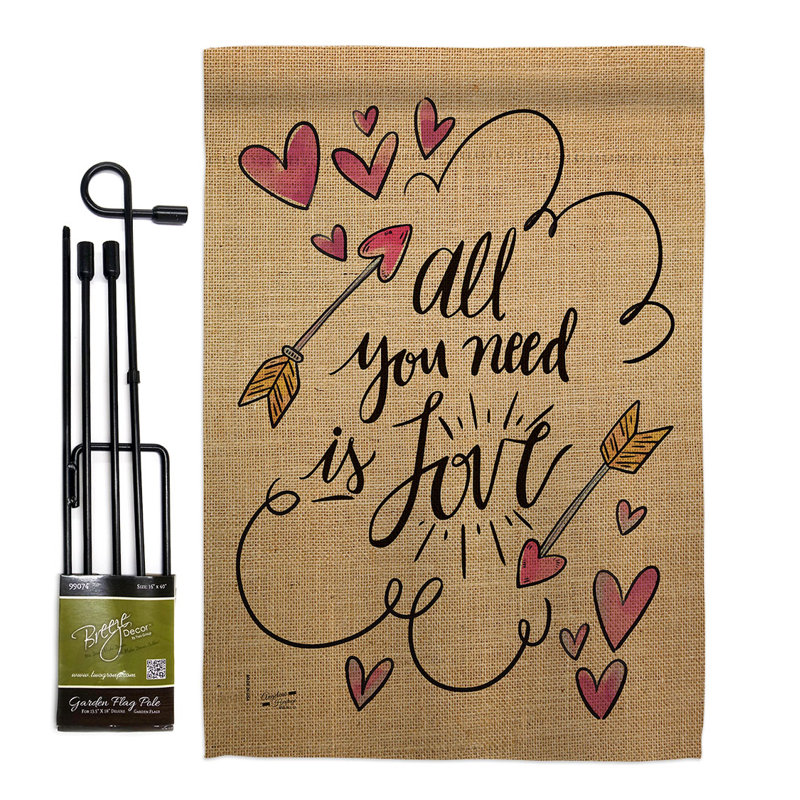 Ensemble de drapeaux en polyester 18 x 13 po All You Need Is Love