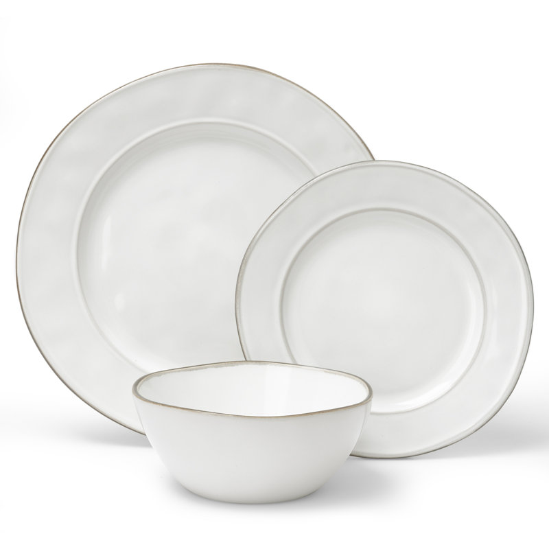 Famiware  12 piece Stoneware Dinnerware Set - Service for 4, White