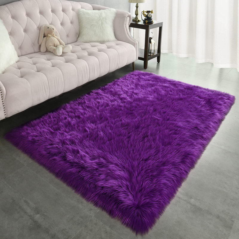 Nador Faux Sheepskin Indoor Rug, Rectangle 5' x 6'6"