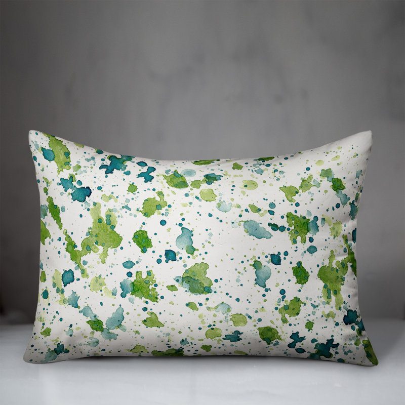 Abstract Outdoor Reversible Throw Pillow, 14"H x 20"W, Blue/Green