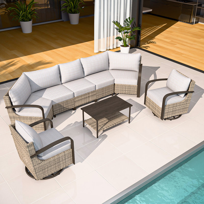 Ensemble de conversation pour 7 personnes, Beige