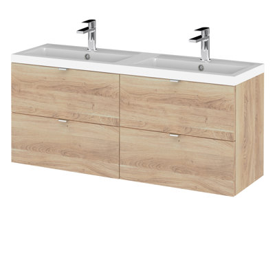120.5mm Double Bathroom Vanity with Drop In Poly Marble Basin