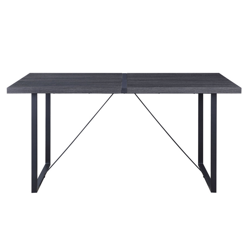 Rustic Industrial Rectangular Wood Dining Table For 4-6 Person, A Sturdy And Stylish Choice For Your Dining Area, Dark Gray