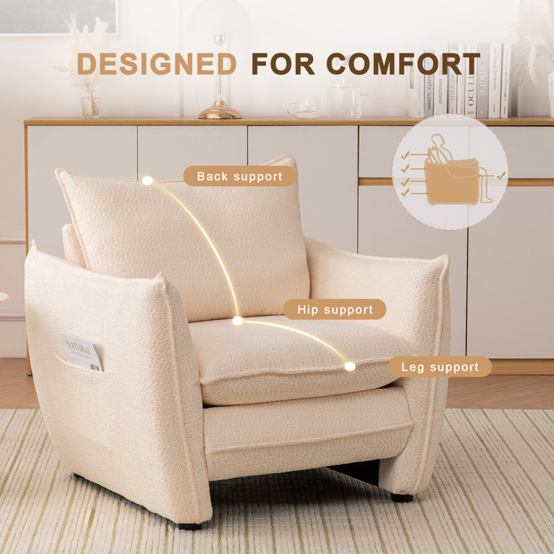 Canapé simple moderne rembourré moelleux et texturé, Beige