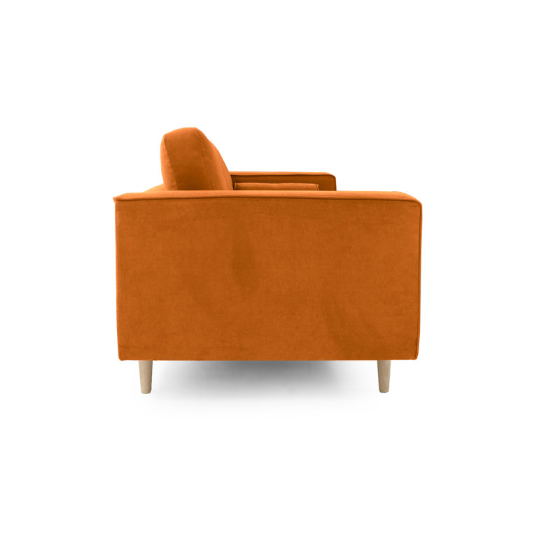 Boubacar 2 Seater Velvet Loveseat, Burnt Orange, Natural