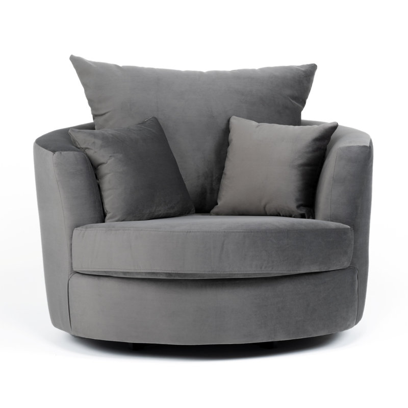 Laci Velvet Swivel Armchair, Asphalt