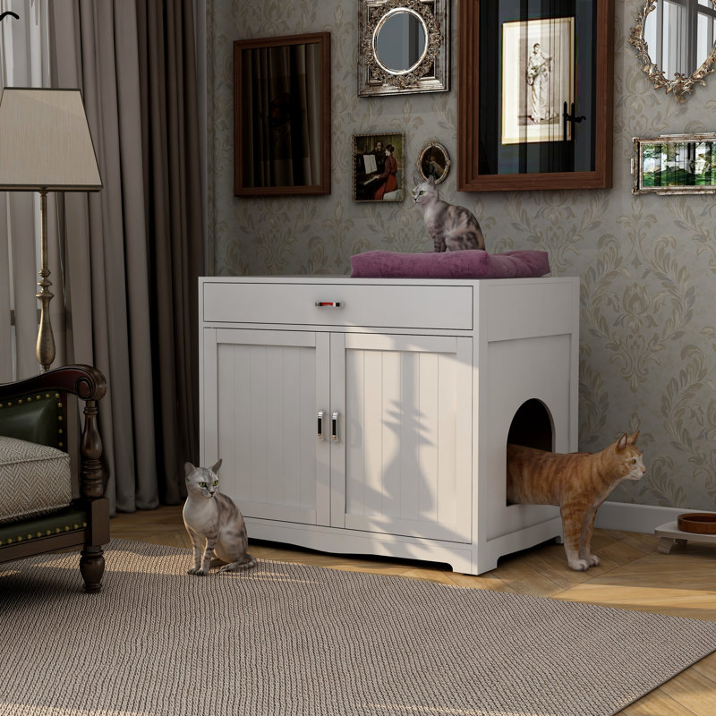 Litière pour chat avec fiche cachée, Blanc