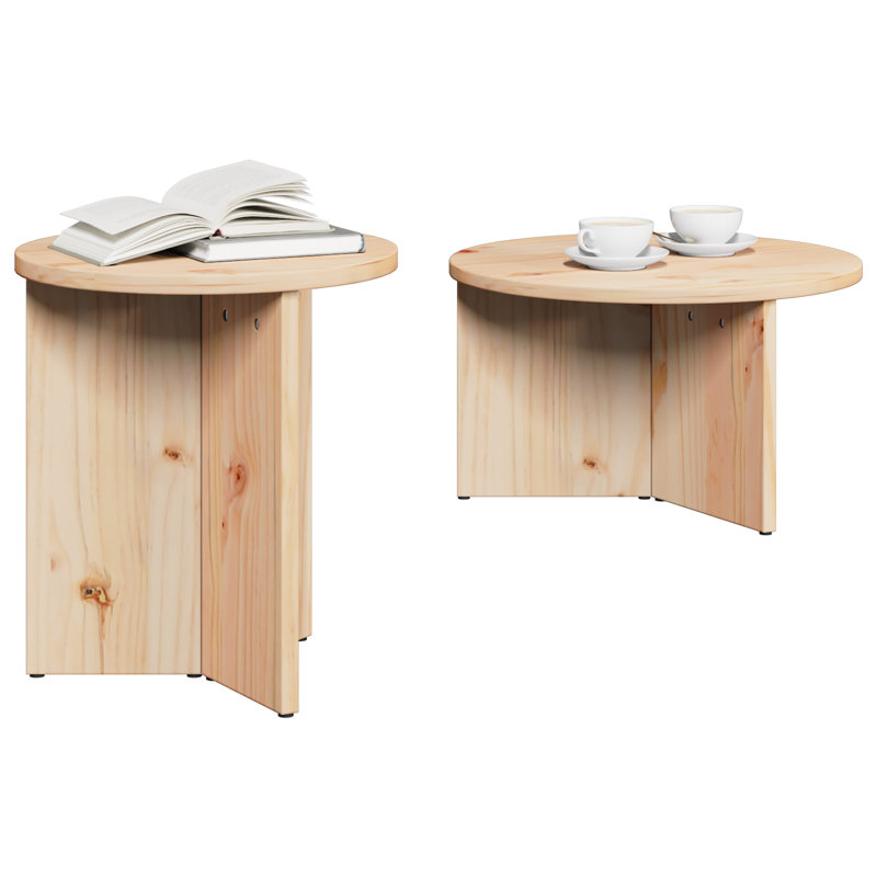 Coffee Table Solid Pine wood Modern Living Room Tables Wood Round, Natural