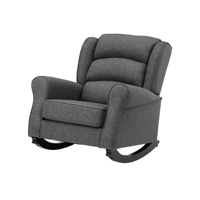 Chaise berçante, densité de mousse D18 / 24, plancher de 8 po, hauteur de 35,21 po, chaise en tissu gris, structure intérieure en bois, hauteur du produit