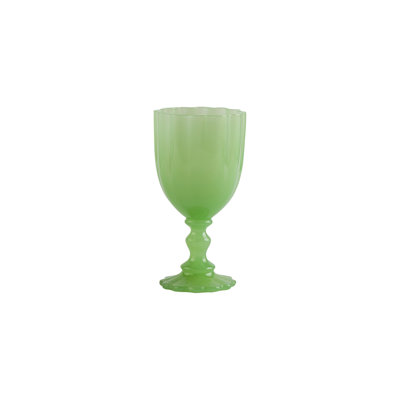 Pressed Green Milk Glass Wine Goblet