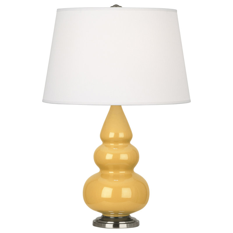 Small Triple Gourd Ceramic Table Lamp, Sunset Yellow/Antique Silver, Antique Silver