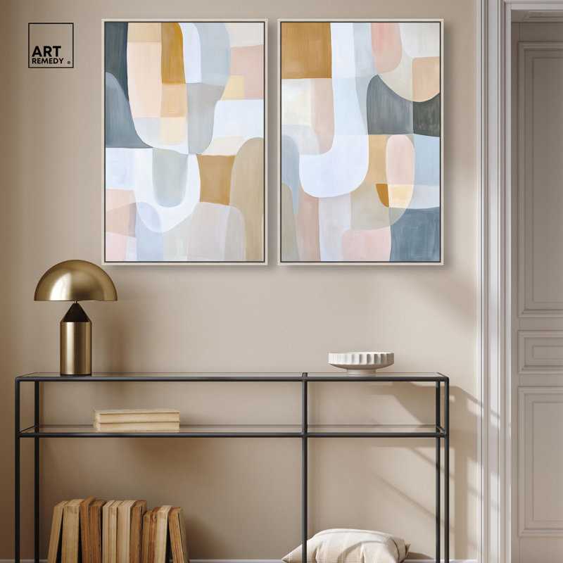 Ensemble de 2 reproductions sur toile Harmony , H 31 po x l 21 po, Argent argent
