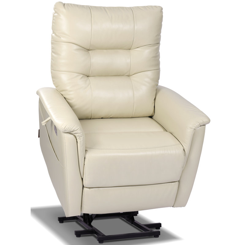  Fauteuil inclinable électrique Zero Wall Lift pour personnes âgées, fauteuil lombaire électrique avec chaleur et massage, USB-C et cuir respirant (peu encombrant pour les petites maisons), blanc