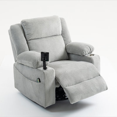 Power Swivel Rocker Recliner Chair for Adults with Massgae and Heat, USB and Type-C Charging Port, Infinite Position, Electric Glider Rocking Chairs for Living Room, Nursery