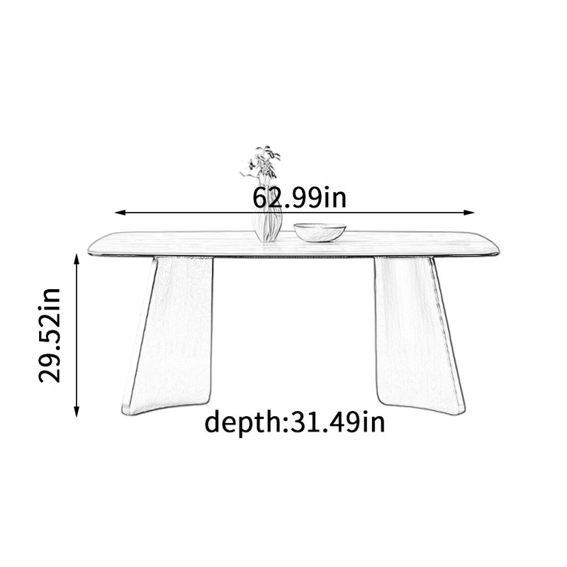 Table de salle à manger Modern, H 29,52 po x L 62,99 po x l 31,49 po