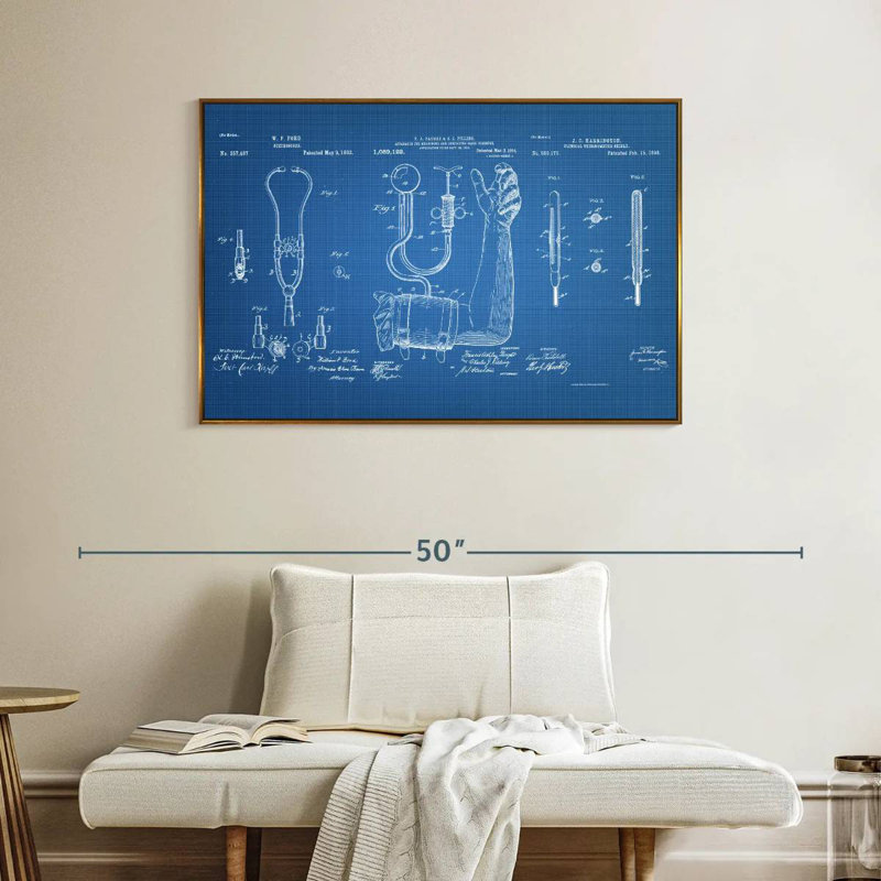 Matériel médical brevet bleu, Cadre flottant doré, 40 po x 27 po